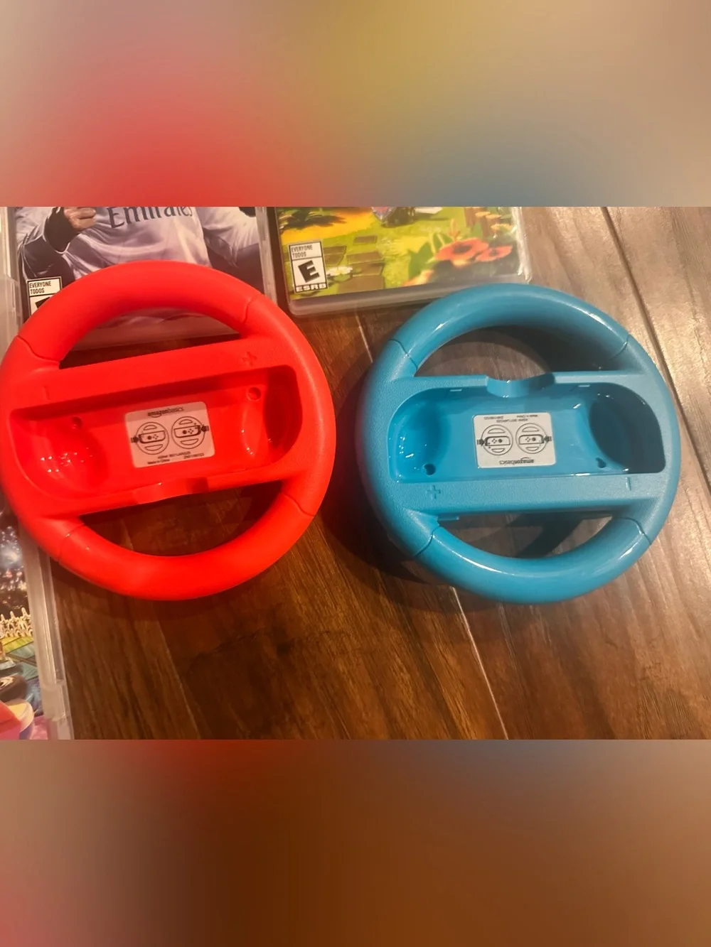 Nintendo Switch with Red and Blue Joy-Con, Racing Wheels & Games